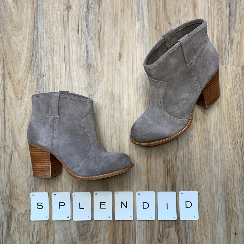 SPLENDID Lakota Gray Suede Western Booties - Women's Size 6